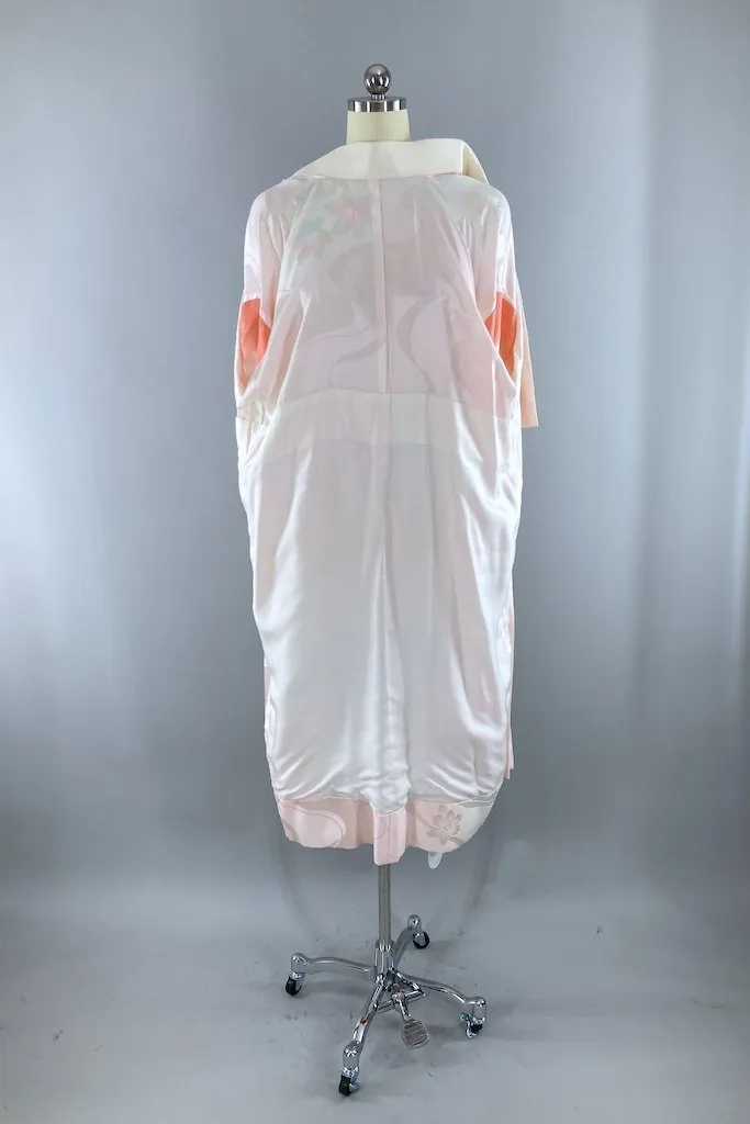 Vintage Pink Silk Juban Kimono Robe