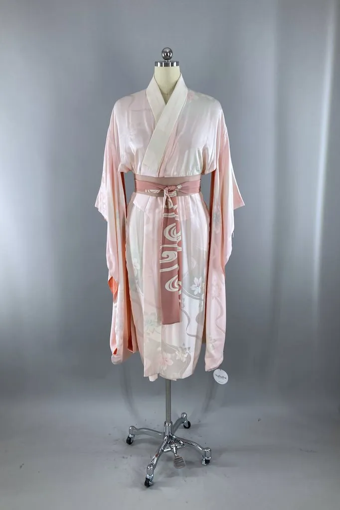 Vintage Pink Silk Juban Kimono Robe
