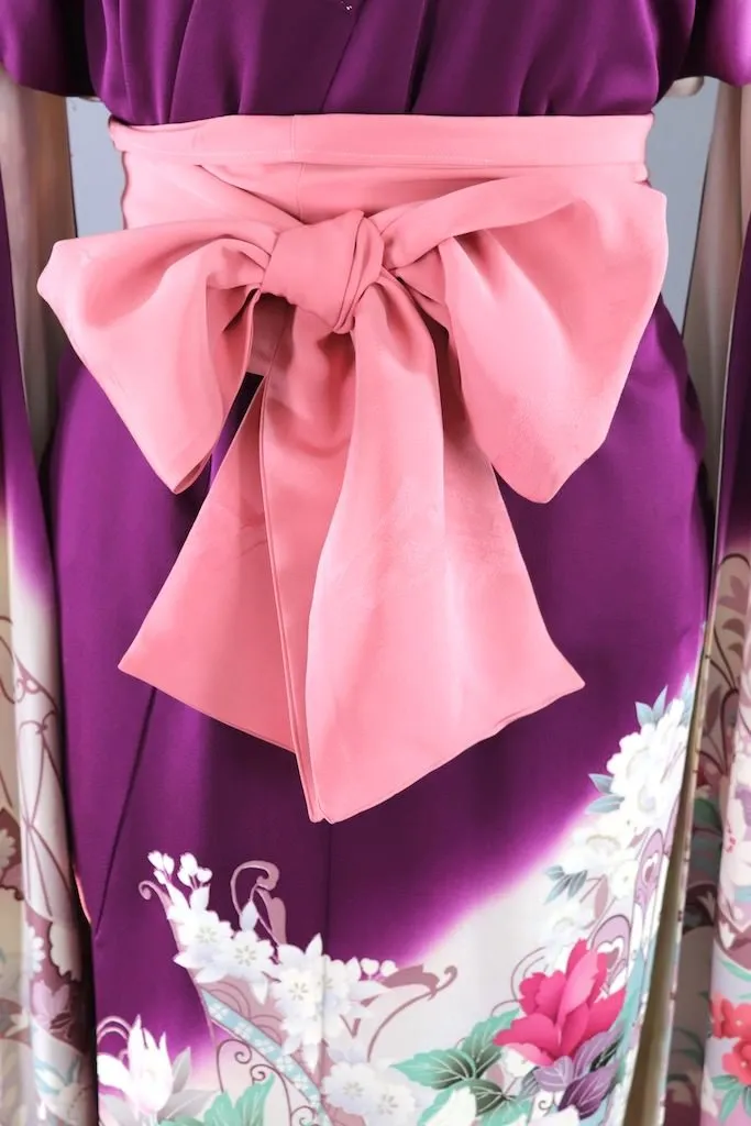 Vintage Purple Floral Furisode Kimono