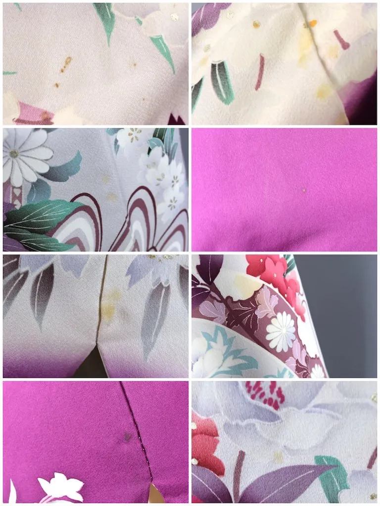 Vintage Purple Floral Furisode Kimono