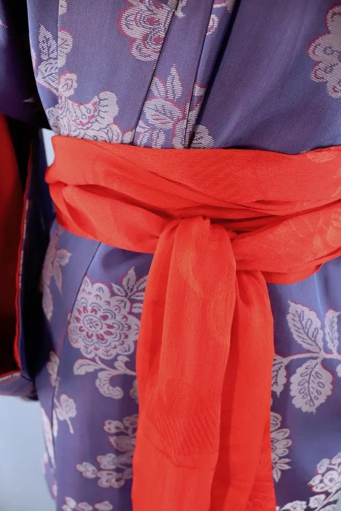Vintage Purple Silk Kimono Robe