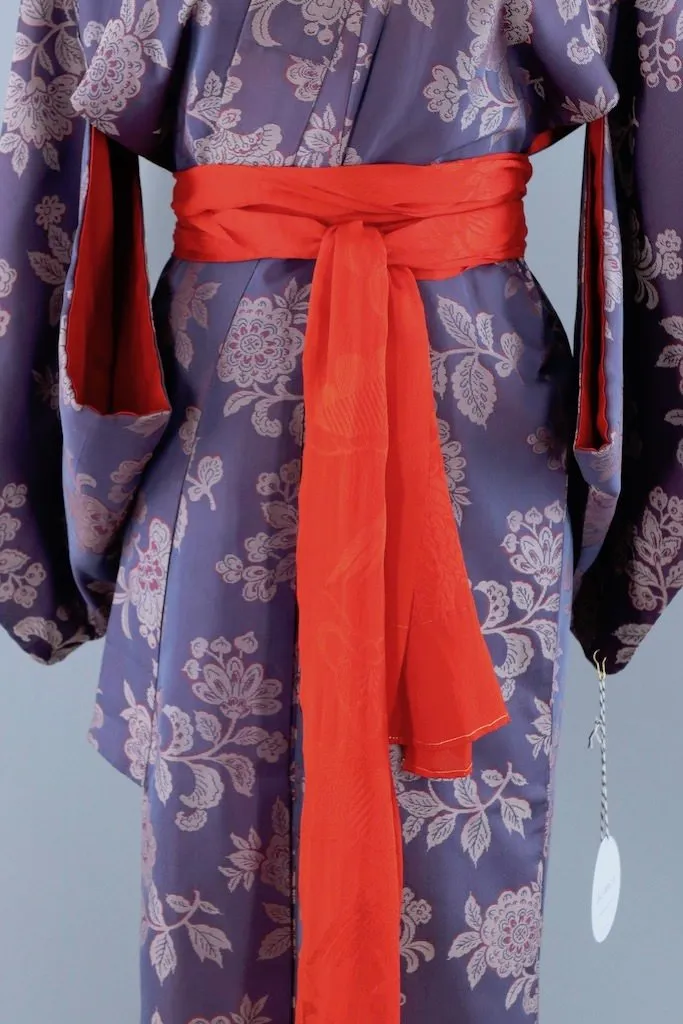 Vintage Purple Silk Kimono Robe
