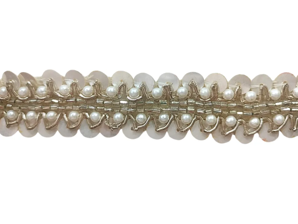 White & Golden Handwork Zardozi Trim
