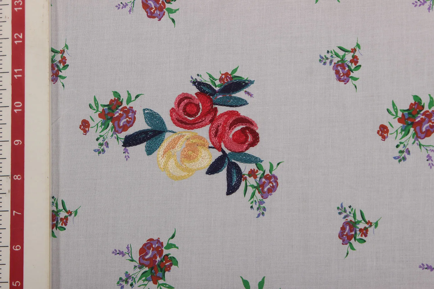 White Embroidered Cotton Fabric