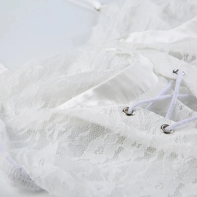 White Strap Tie Up Bandage Corset Top
