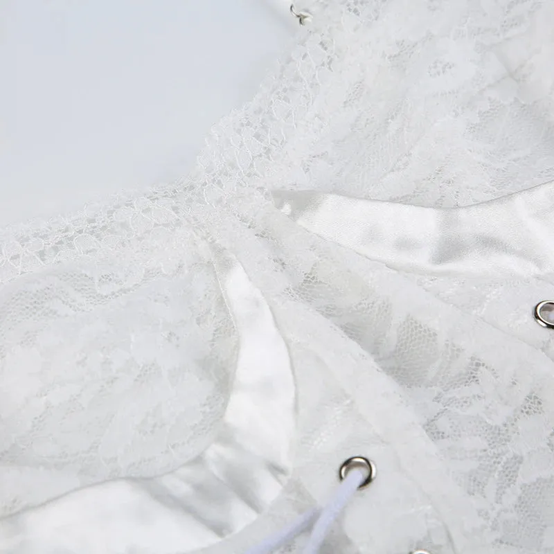 White Strap Tie Up Bandage Corset Top