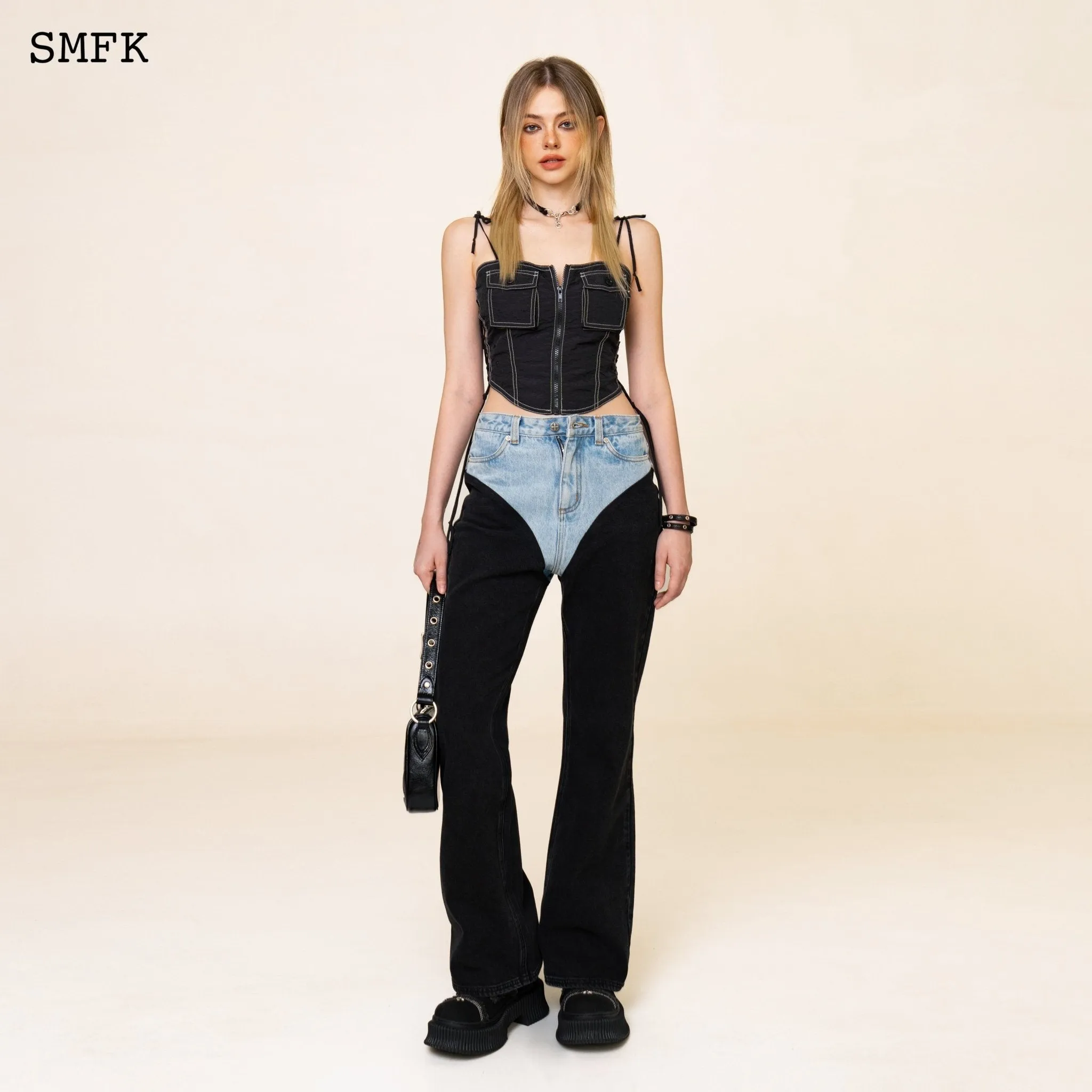 WildWorld Black Stray Paratrooper Corset Tube Top