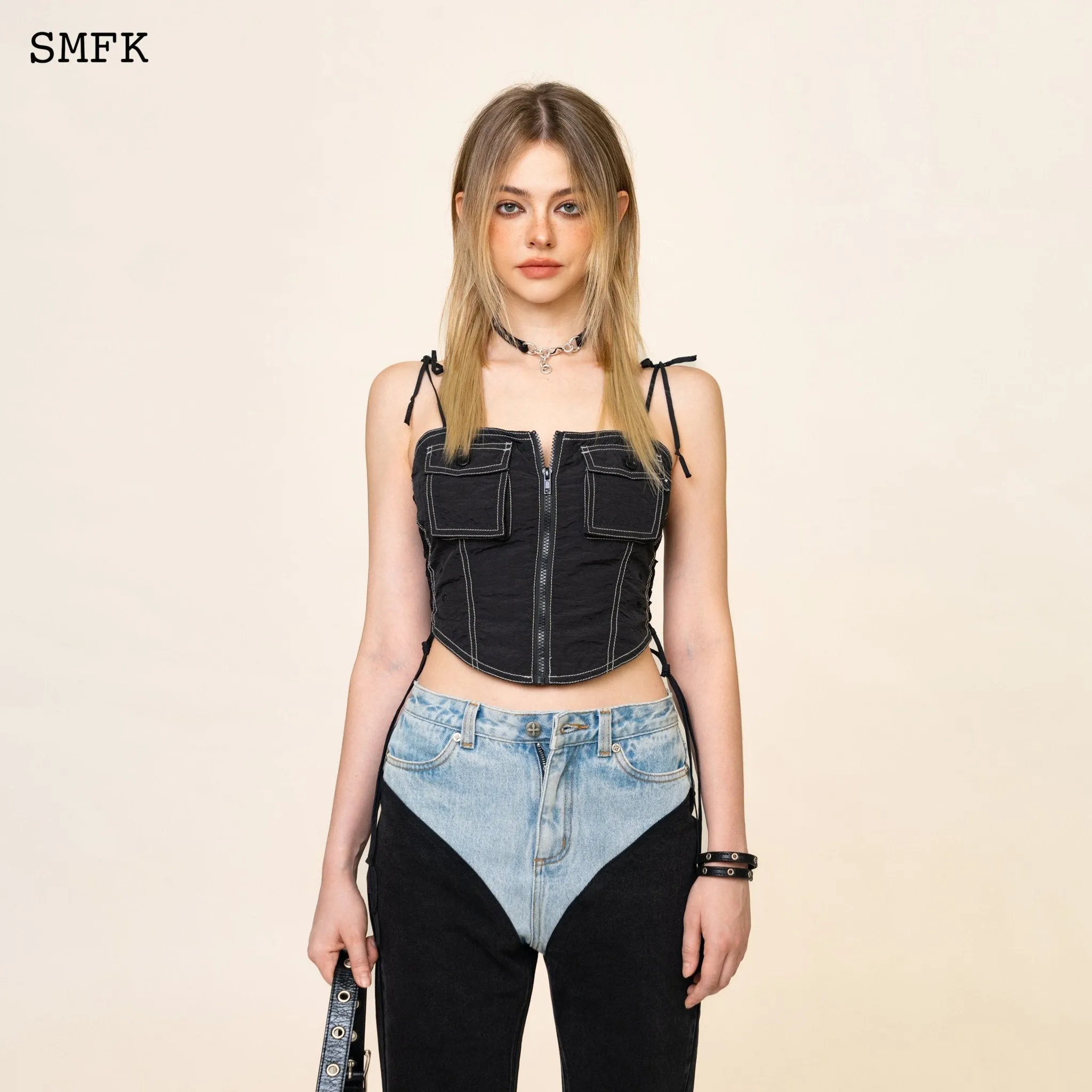 WildWorld Black Stray Paratrooper Corset Tube Top