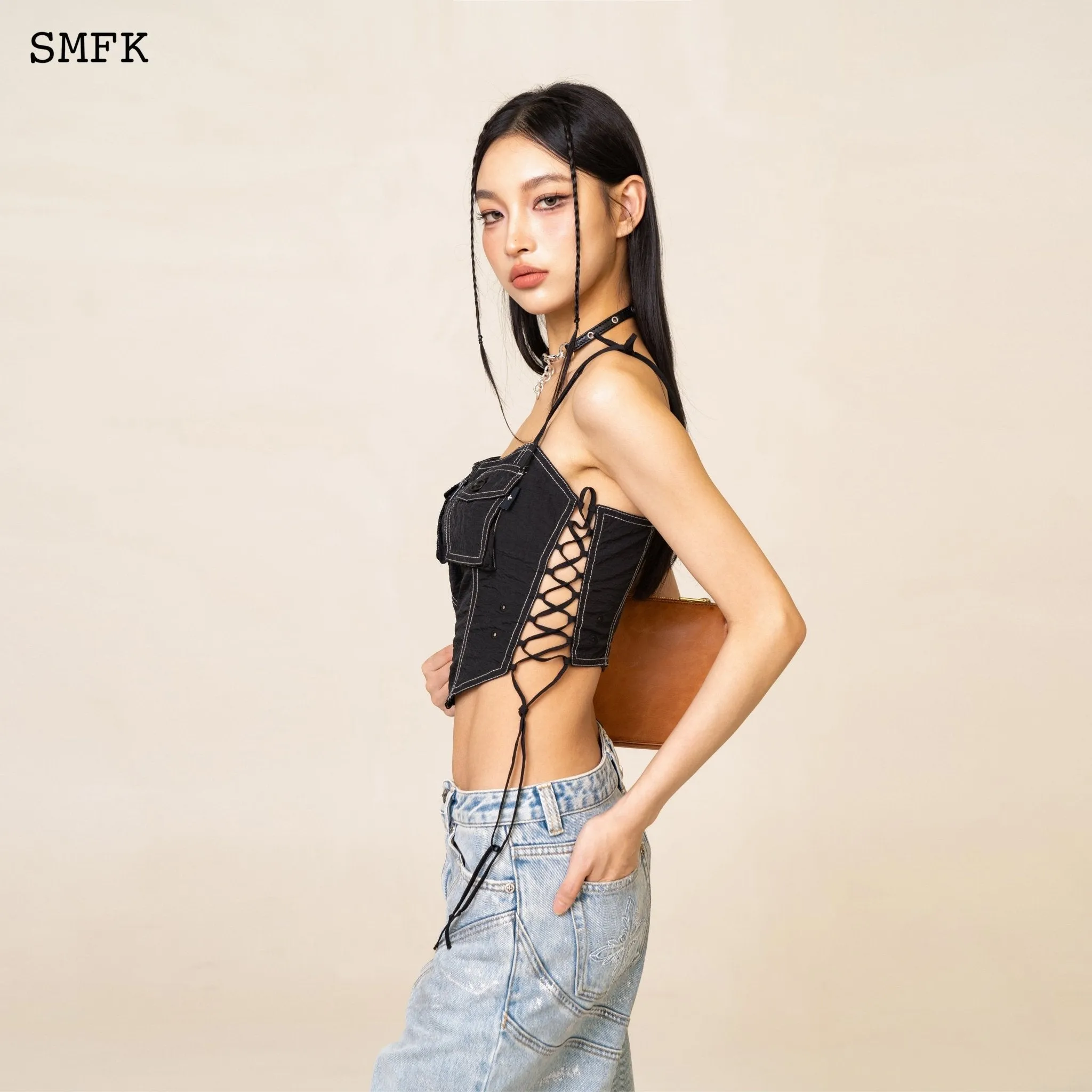 WildWorld Black Stray Paratrooper Corset Tube Top