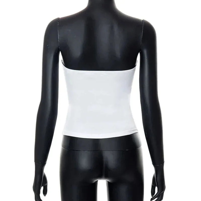 Women Solid Strapless Corset Form-Fitting Top