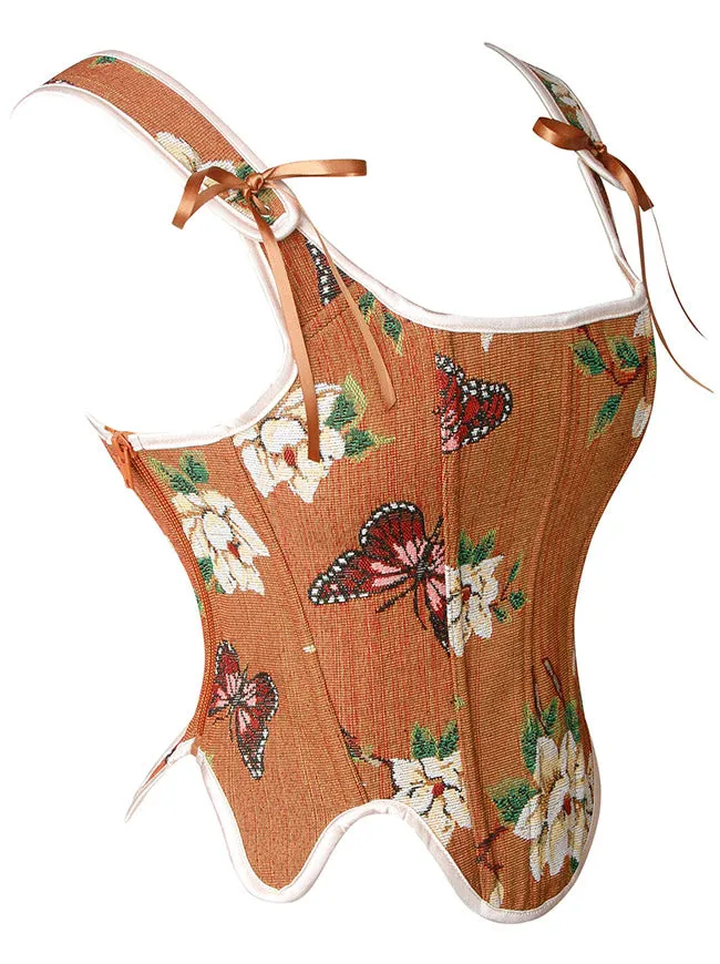 Women's Renaissance Summer Vintage Floral Embroidery Bustier Corset Crop Top Y2k Tops