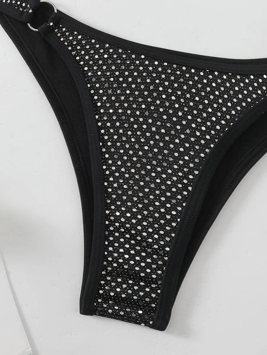 Women's Sexy Bikini Set - Black Sequins Bathing Suit