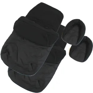 X2 Luxury Footmuffs And Liner With Head Support Black For Cosatto Ditto Twin Stroller