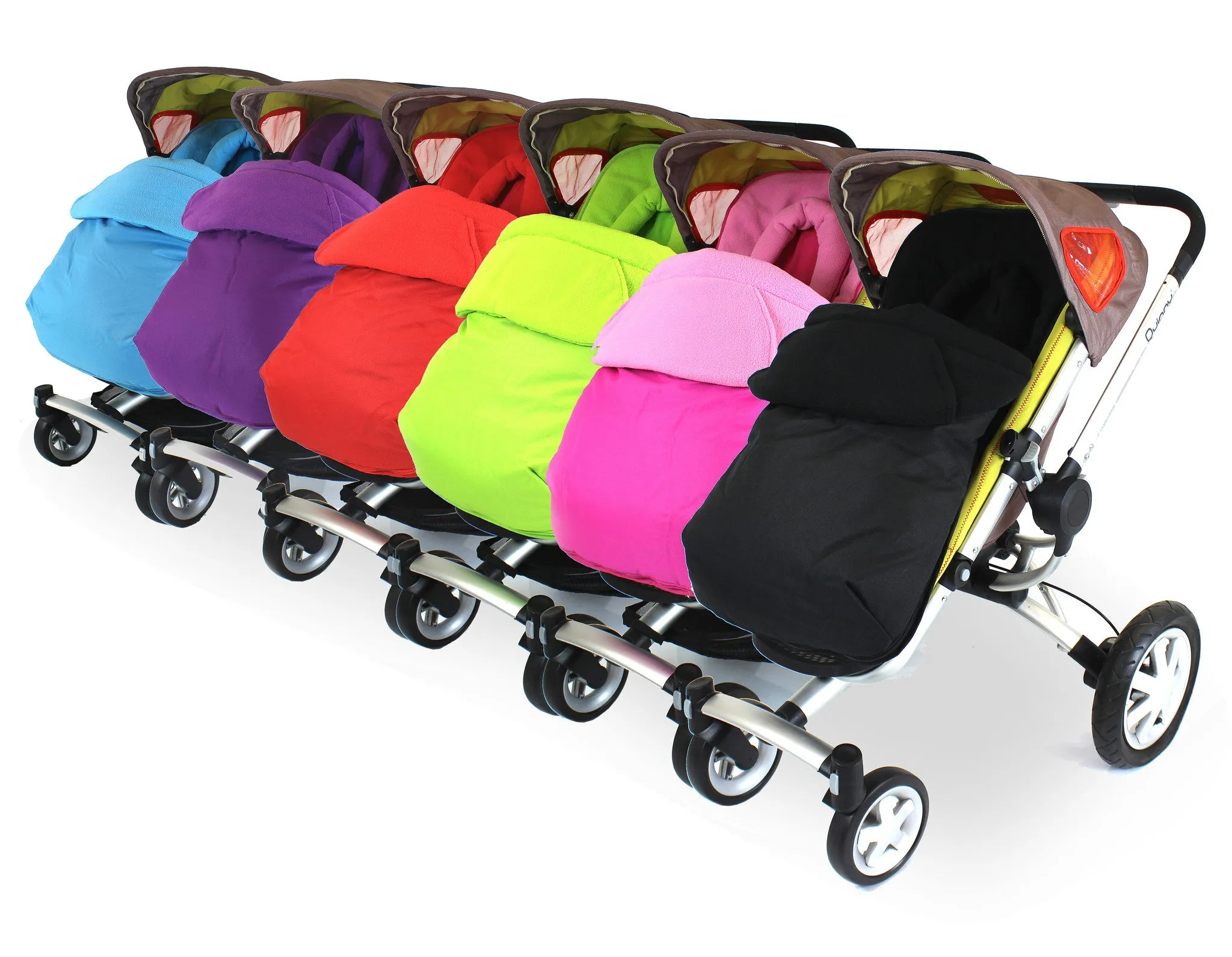 X2 Luxury Footmuffs And Liner With Head Support Black For Cosatto Ditto Twin Stroller
